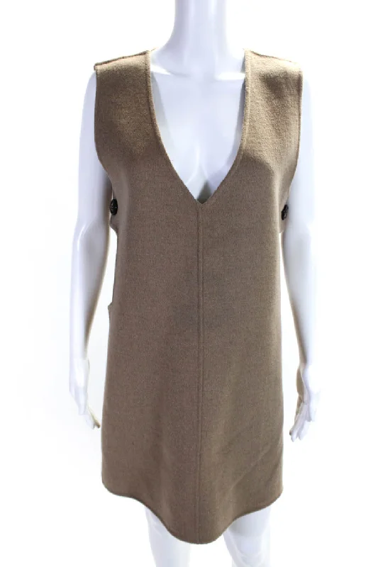 Lowest Price Tara Jarmon Womens Roma Tabbard Fleece V Neck Cutout Dress Mastic Brown