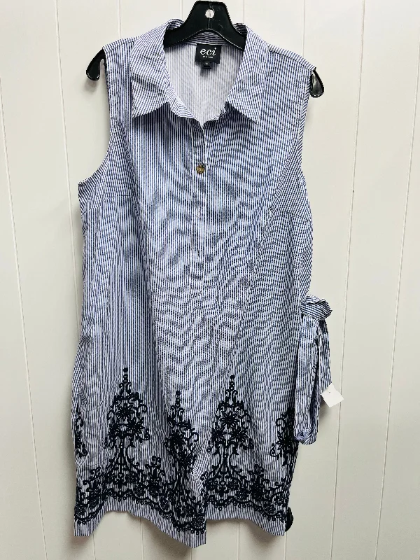 Today’s Special Dress Work By Eci In Blue & White, Size: Xl