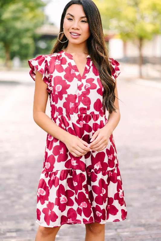 Exclusive Preview This Is Your Time Wine Red Floral Dress