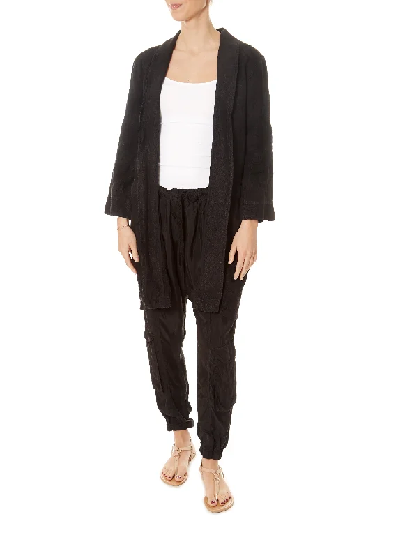 Don't Miss 'Sadie' Heavy Black Linen Coat
