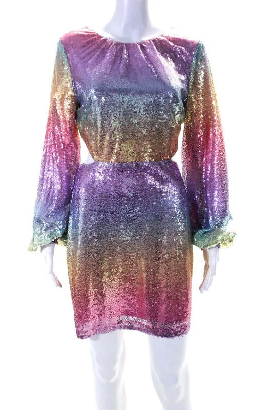 Inventory Reduction One 33 Social Womens Pastel Rainbow Gradient Sequin Cutout Mini Dress Inventory Reduction One 33 Social Womens Pastel Rainbow Gradient Sequin Cutout Mini Dress