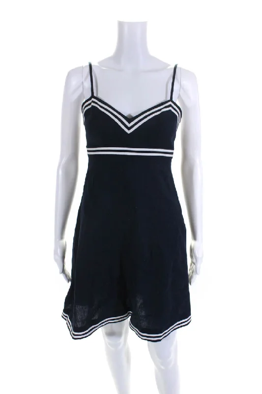Major Savings Zimmermann Womens Striped Trim Spaghetti Strap Short Dress Blue White Major Savings Zimmermann Womens Striped Trim Spaghetti Strap Short Dress Blue White