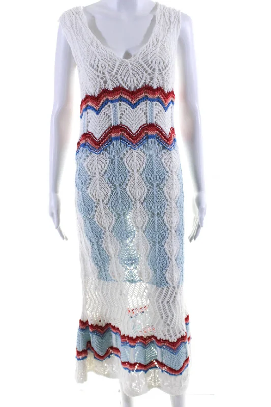 Doorbuster Deal PETER PILOTTO Womens V Neck Sleeveless Sweater Dress White Cotton