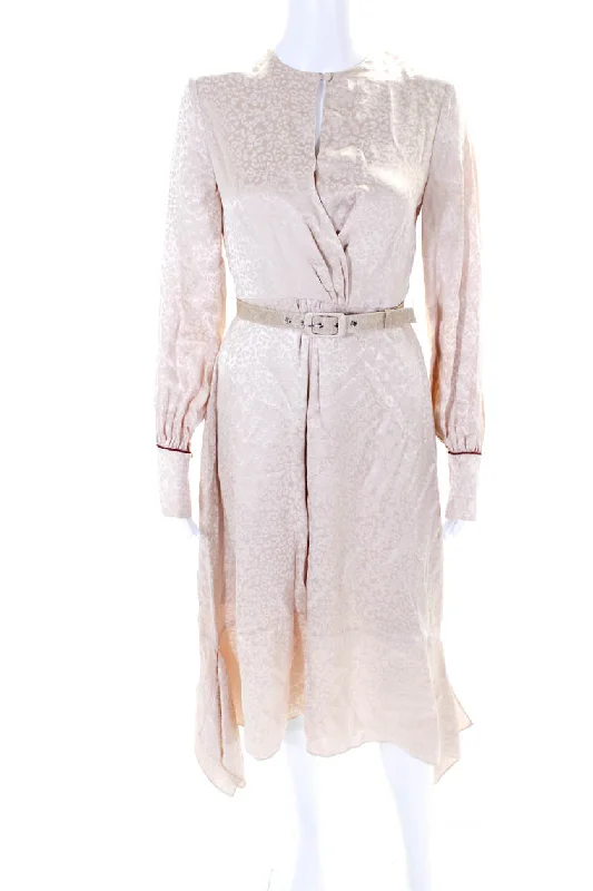 New Deals Jonathan Simkhai Womens Silk Leopard Print Asymmetrical Hem Dress Pink