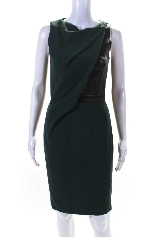 Fantastic Offers Alexander Wang Womens Curved Panel Back Zip Sheath Dress Forrest Green