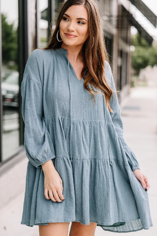 Buy More, Save More Be There Slate Blue Babydoll Dress