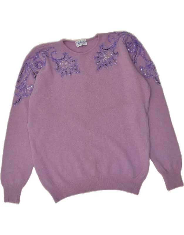 Savings Spectacular VINTAGE Womens Crew Neck Jumper Sweater UK 18 XL Purple Floral
