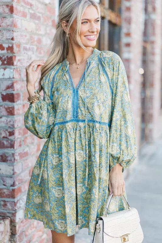 Special Price Show It Off Blue Floral Babydoll Dress
