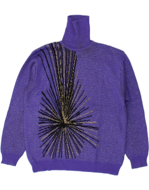 Limited Stock VINTAGE Womens Roll Neck Jumper Sweater UK 14 Large Purple Flecked Acrylic Limited Stock VINTAGE Womens Roll Neck Jumper Sweater UK 14 Large Purple Flecked Acrylic