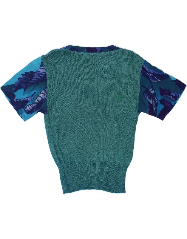 Flash Sale TRUSSARDI Womens Short Sleeve Boat Neck Jumper Sweater IT 40 Small Green