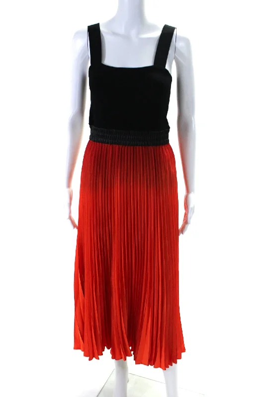 Early Access Proenza Schouler Womens Border Pleatable Crepe A Line Dress Black Orange Early Access Proenza Schouler Womens Border Pleatable Crepe A Line Dress Black Orange