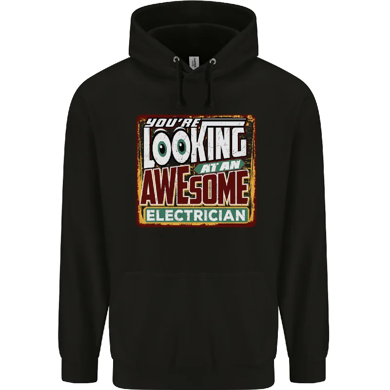 Unmissable Offer An Awesome Electrician Looks Like Mens 80% Cotton Hoodie