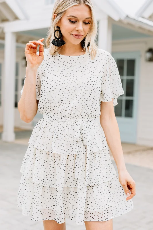 Best Seller Take Your Word For It White Spotted Dress
