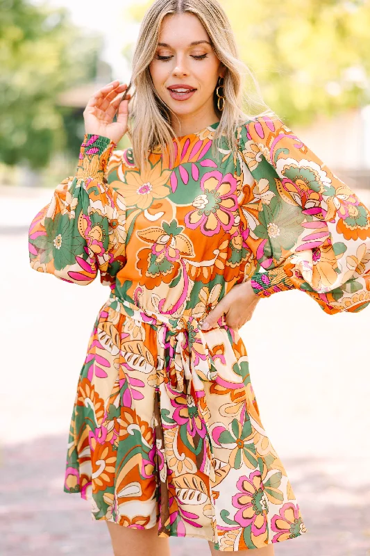 Year-End Clearance Far Out Green Floral Dress