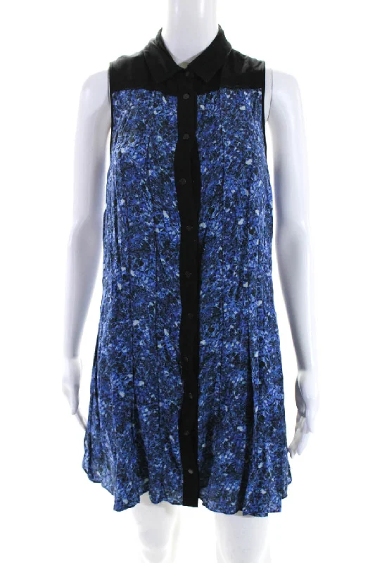 Factory Direct Sale Proenza Schouler Womens Button Front Sleeveless Collared Dress Blue Silk Factory Direct Sale Proenza Schouler Womens Button Front Sleeveless Collared Dress Blue Silk