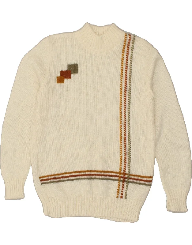 Price Drop Alert VINTAGE Womens Turtle Neck Jumper Sweater UK 12 Medium Off White Striped Price Drop Alert VINTAGE Womens Turtle Neck Jumper Sweater UK 12 Medium Off White Striped