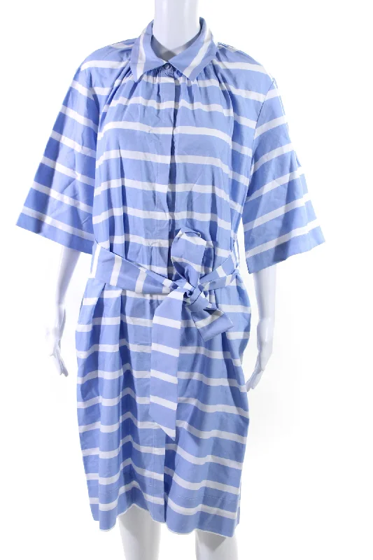 Special Promotion Milva Mi Womens Striped Short Sleeve Button Down Belted Shift Dress Blue Special Promotion Milva Mi Womens Striped Short Sleeve Button Down Belted Shift Dress Blue