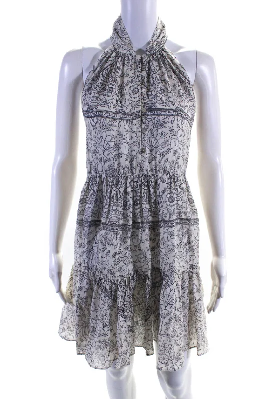 Price Reduction Zimmermann Women's Sleeveless Floral Print Button Down Mini Dress White Price Reduction Zimmermann Women's Sleeveless Floral Print Button Down Mini Dress White