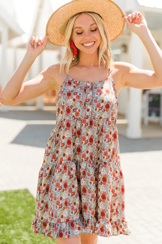 Price Blitz Now You Know Light Denim Floral Dress