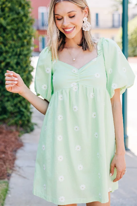 Closeout Perfectly Precious Sage Green Floral Babydoll Dress