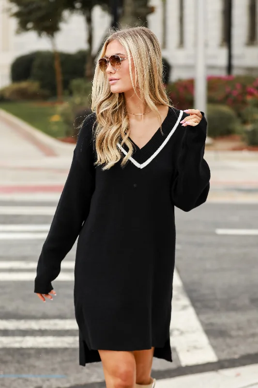 YEAR-End Clearance FINAL SALE - Snug As Can Be Black Mini Sweater Dress