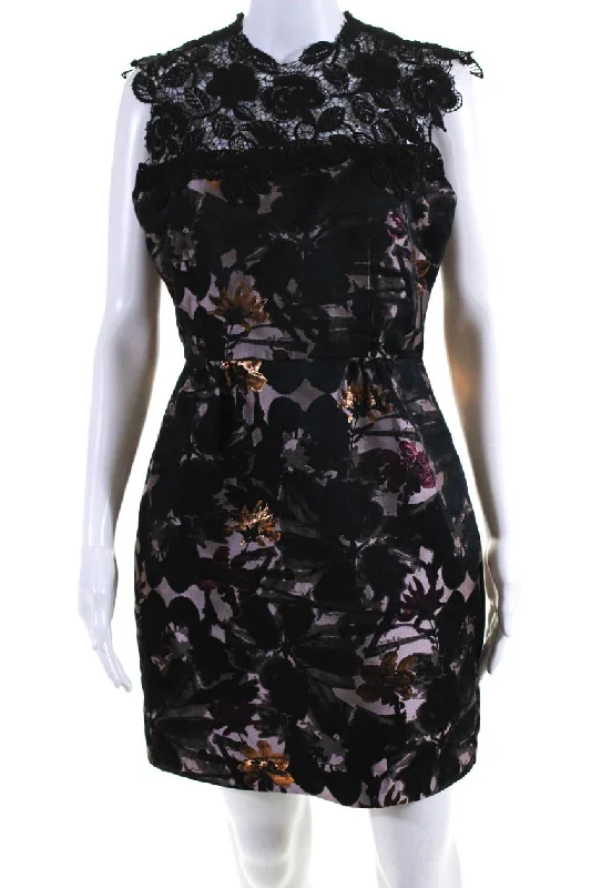 Year-End Sale Trina Turk Womens Black Floral Priceless Dress