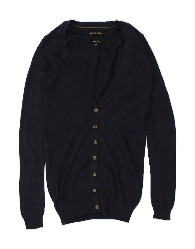 Lowest Prices MASSIMO DUTTI Womens Cardigan Sweater UK 10 Small Navy Blue Cotton