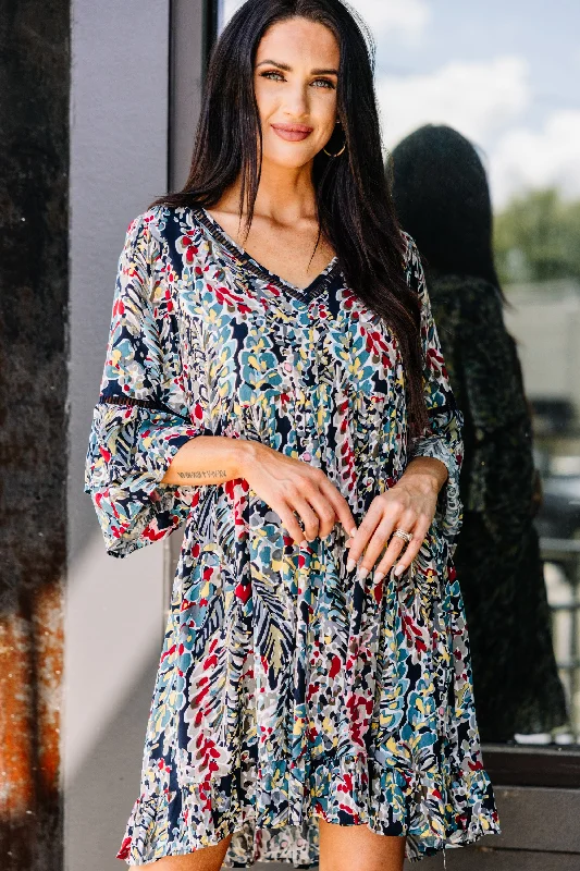 Crazy Deals Just You Wait Navy Blue Bell Sleeve Dress