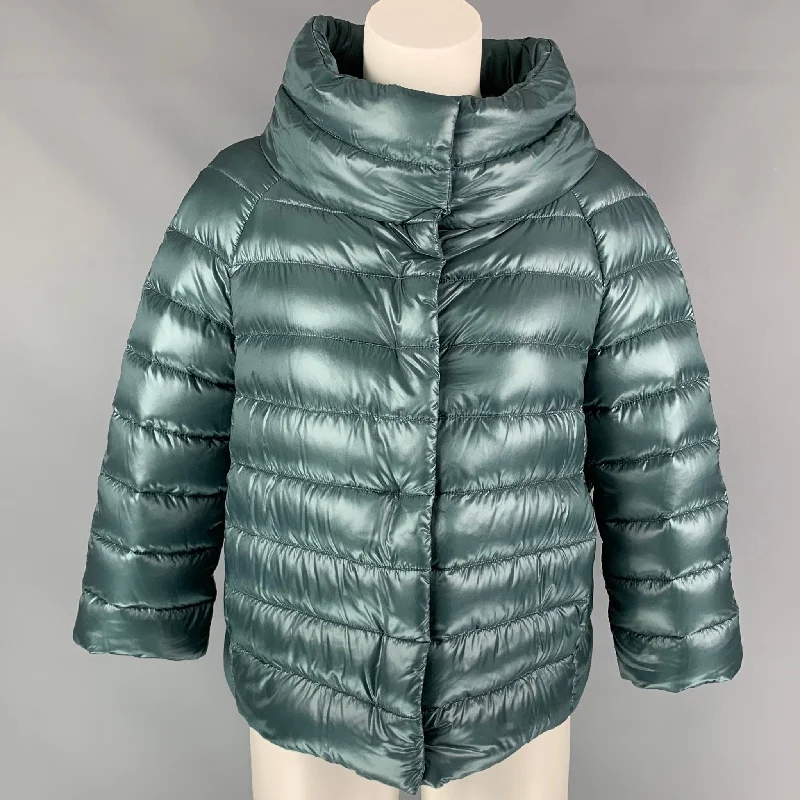 Seasonal Sale HERNO Size 6 Sea Foam Quilted Nylon Sofia Jacket
