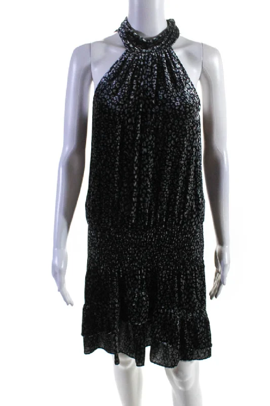 Early Access Ramy Brook Womens Evangeline Leopard Print Velvet Drop Waist Dress Black Early Access Ramy Brook Womens Evangeline Leopard Print Velvet Drop Waist Dress Black