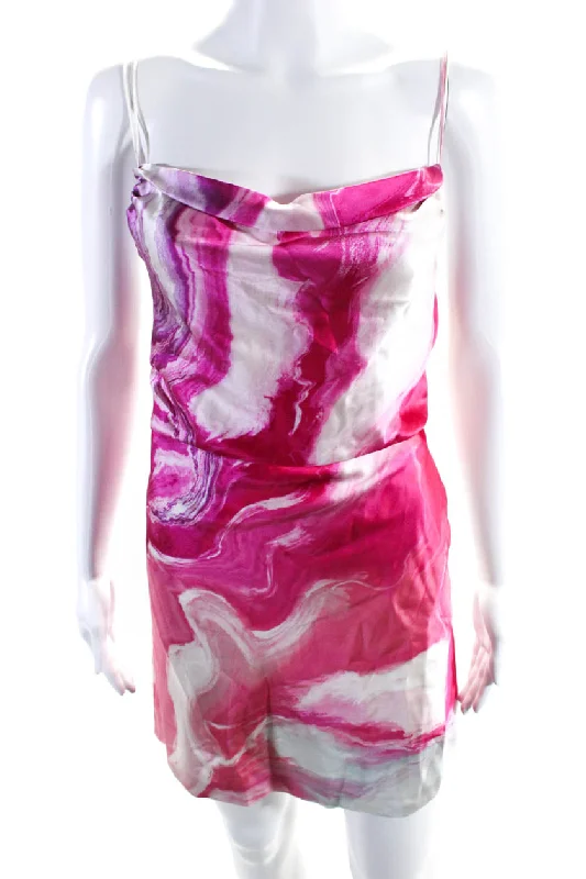 Crazy Savings Retrofete Womens Marble Colorblock Print Zipped Strappy Slit Dress Pink Crazy Savings Retrofete Womens Marble Colorblock Print Zipped Strappy Slit Dress Pink