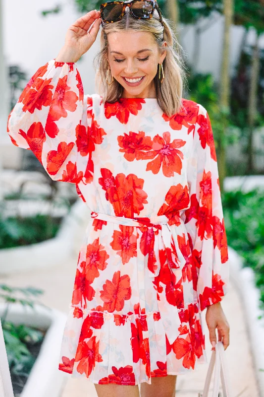 Fantastic Offers Build You Up Red Floral Dress