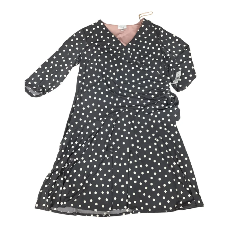 Seasonal Sale Dress Casual Midi By Robbie Bee In Grey & White, Size: 2x
