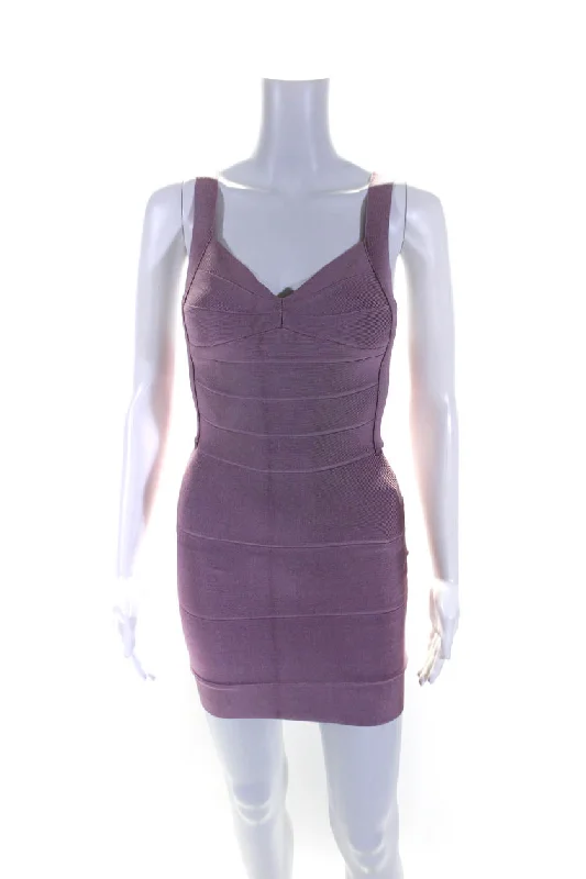 Hurry In Herve Leger Womens Sleeveless Bandage Mini Dress Mauve Pink