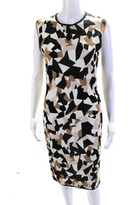 Special Price Givenchy Womens Abstract Colorblock Round Neck Sleeveless Dress Brown Special Price Givenchy Womens Abstract Colorblock Round Neck Sleeveless Dress Brown