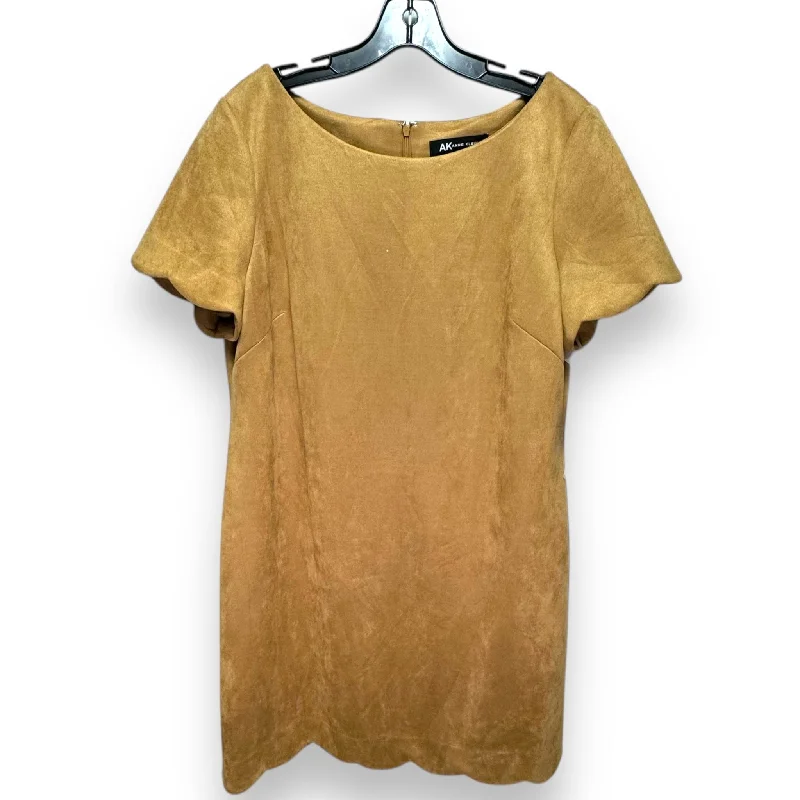 Weekend Special Faux Suede Dress Casual Midi By Anne Klein In Tan, Size: Xl