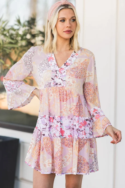 Friends and Family Sale Thinking Of You Blush Pink Mixed Print Dress