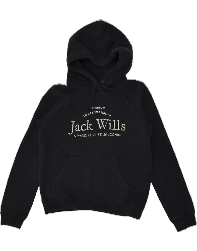 Price Reduction JACK WILLS Womens Loose Fit Graphic Hoodie Jumper UK 8 Small Black Cotton Price Reduction JACK WILLS Womens Loose Fit Graphic Hoodie Jumper UK 8 Small Black Cotton