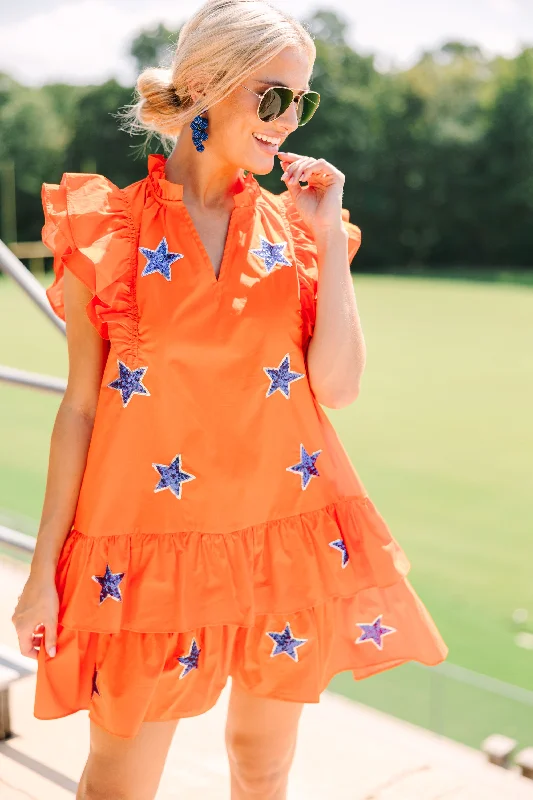 Huge Discounts Star Of The Show Orange Sequined Dress