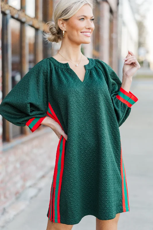 Super Bargain Highly Recommended Hunter Green Textured Dress