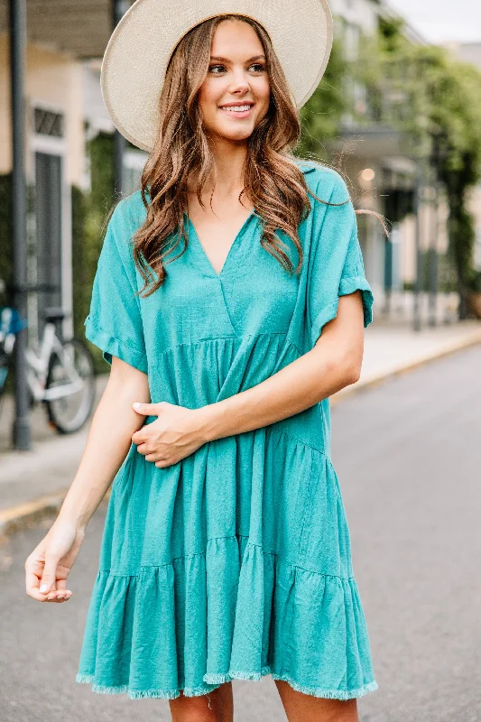 Sale Event In My Thoughts Jade Green Linen Dress