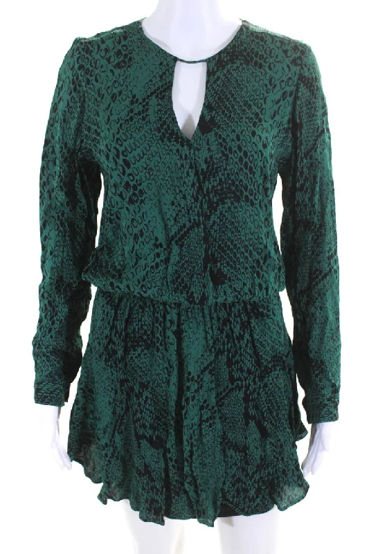 Great Deals Karina Grimaldi Womens Animal Print Ruffled Zipped Drop Waist Dress Green Great Deals Karina Grimaldi Womens Animal Print Ruffled Zipped Drop Waist Dress Green