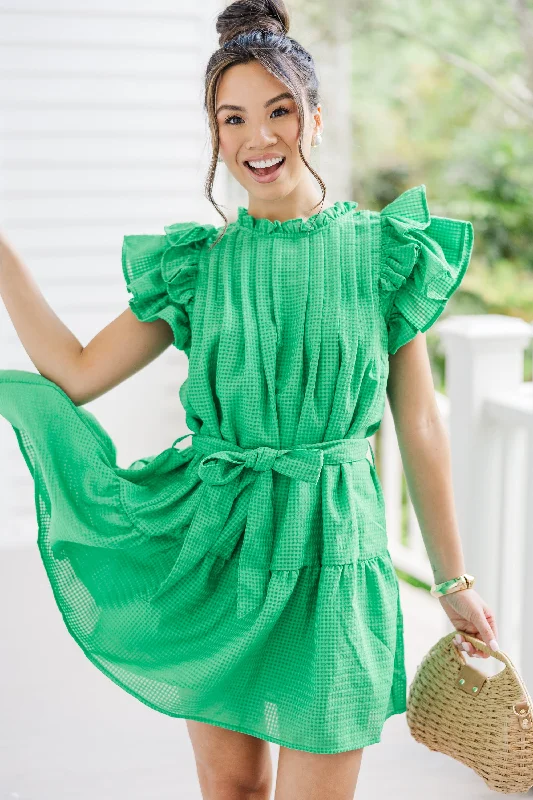 Limited Availability Looking For You Kelly Green Textured Dress