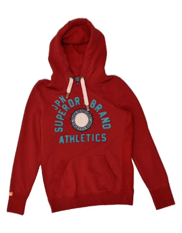 Fantastic Deals SUPERDRY Womens Graphic Hoodie Jumper UK 14 Medium Red Cotton