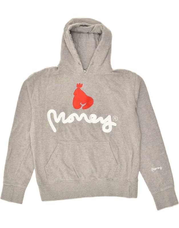 Price Break MONEY Womens Graphic Hoodie Jumper UK 10 Small Grey Cotton