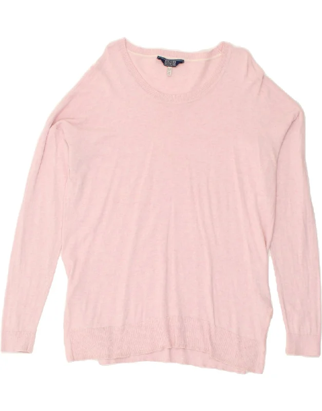 Reduced Prices JOULES Womens Boat Neck Jumper Sweater UK 12 Medium  Pink Cotton