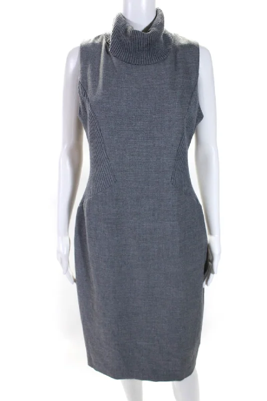 Don't Wait Iris Setlakwe Womens Turtleneck Sleeveless Dress Gray