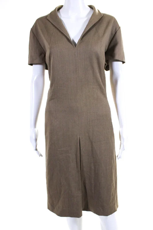 Great Bargains Lafayette 148 New York Womens Brown Wool V-Neck Short Sleeve Shift Dress Great Bargains Lafayette 148 New York Womens Brown Wool V-Neck Short Sleeve Shift Dress