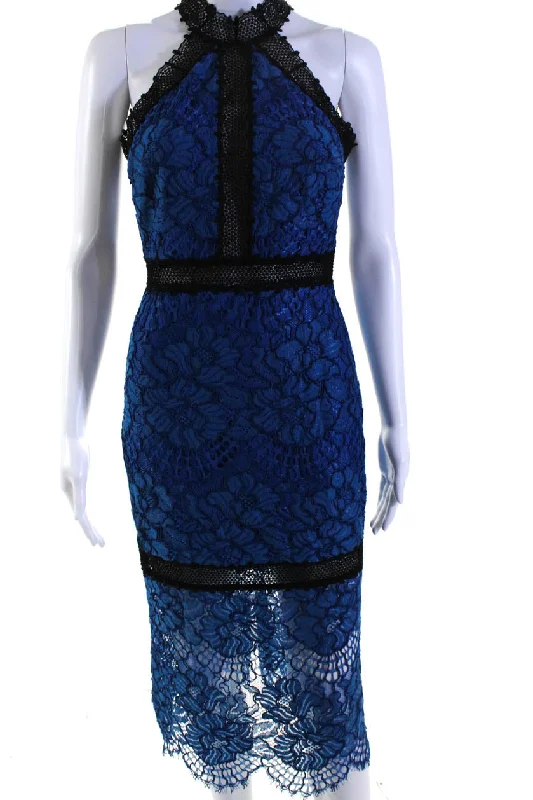 Online Exclusive Alexis Womens Two-Toned Embroidered Floral Sleeveless Midi Dress Blue Online Exclusive Alexis Womens Two-Toned Embroidered Floral Sleeveless Midi Dress Blue