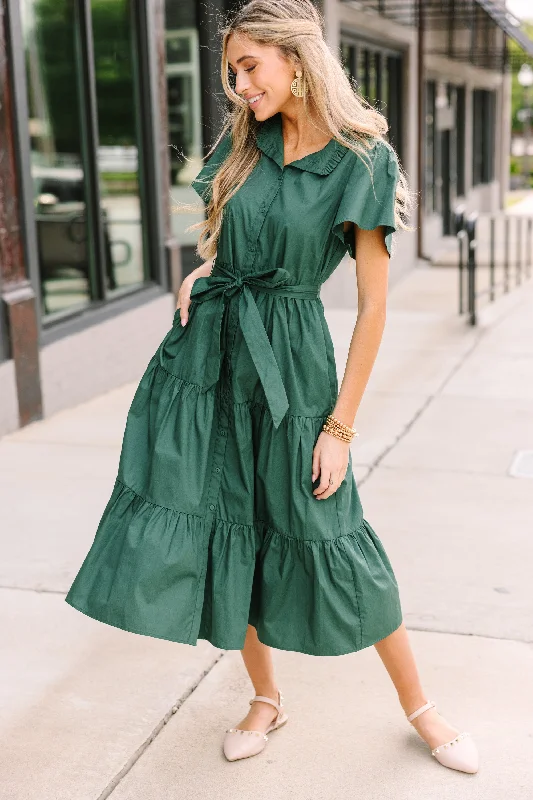 Price Cut Sugarlips: Get What You Need Emerald Green Tiered Midi Dress